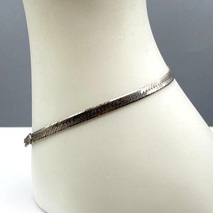 Vintage RC 925 Chain Bracelet, Sterling Silver Italy Herringbone Bangle
